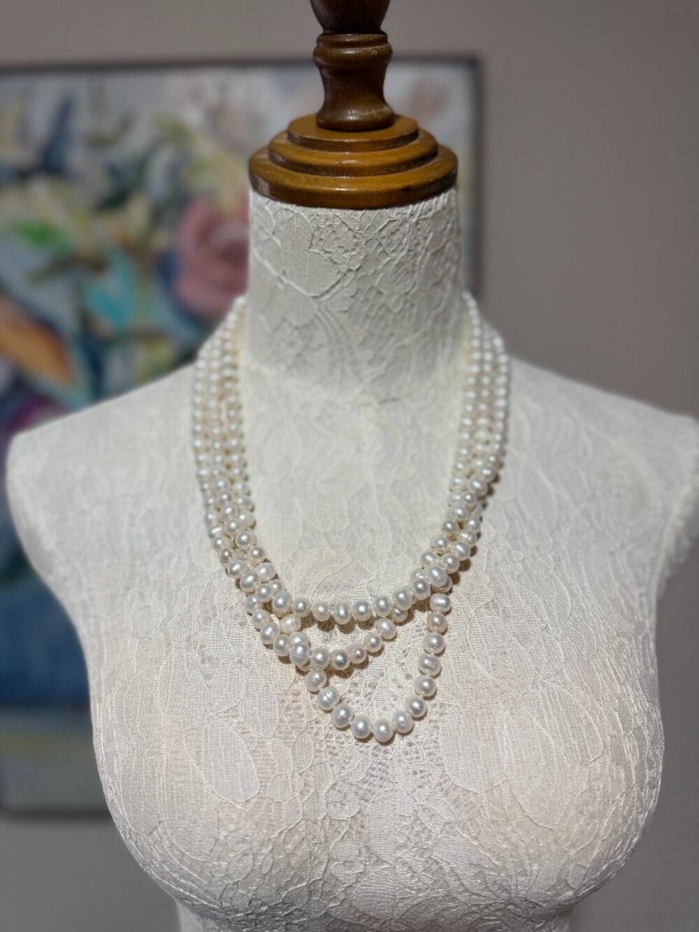 72" Long White Pearl Necklace 8-10mm | Multi-Way Lariat Opera Length Strand